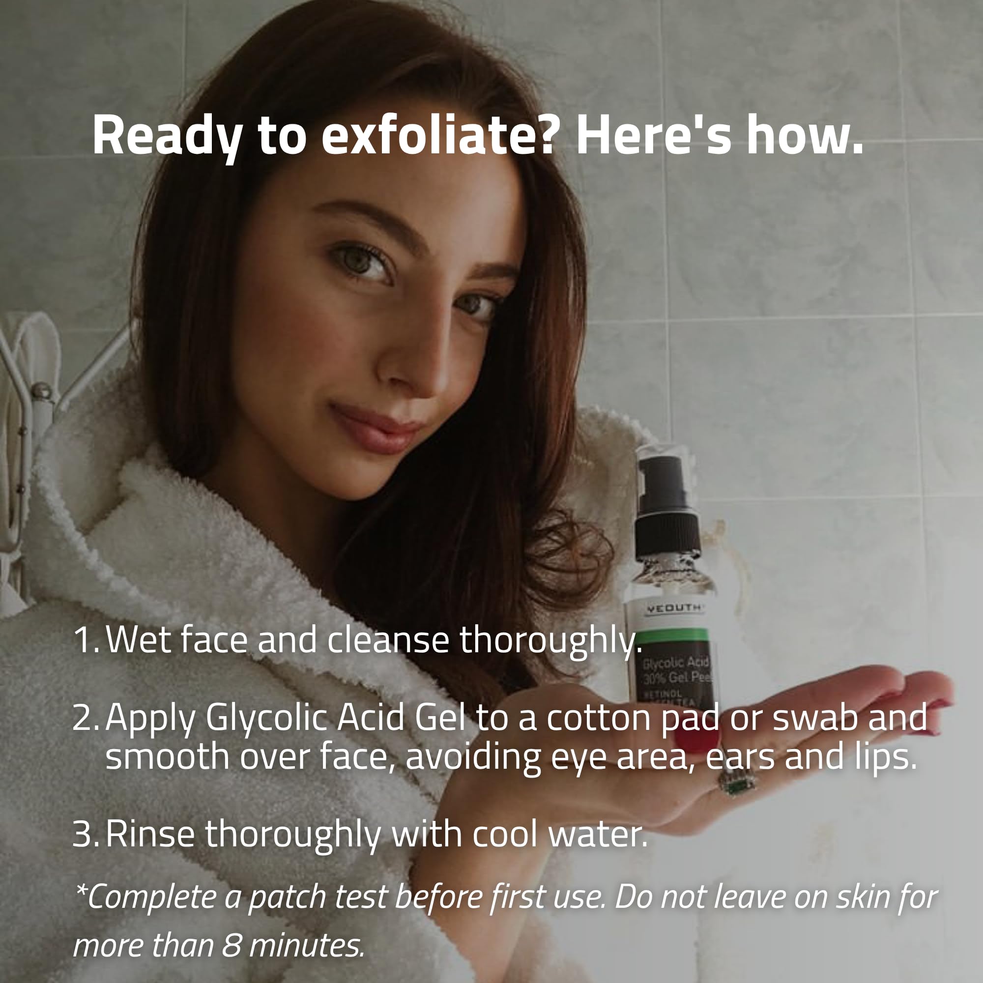 YEOUTH Acide Glycolique Peeling Visage 30% avec Rétinol et Thé Vert, Exfoliant Chimique à Domicile Professionnel Exfoliante 30ml