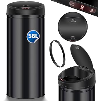 Kesser Sensor Bin Automatic Waste Bin Stainless Steel 56 Litres Black