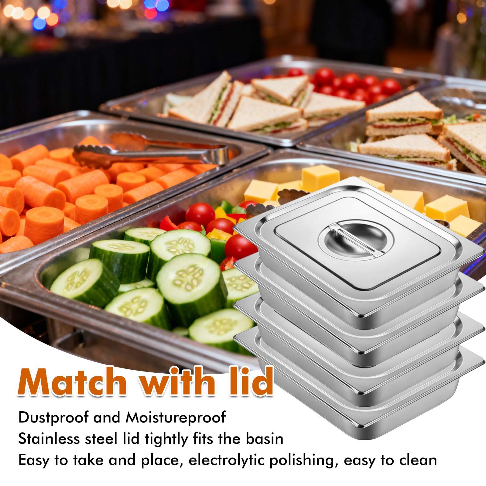 3 Pezzi Vassoio in Acciaio Inox,Teglia Forno Rettangolare con Coperchio,Contenitori per Alimenti Inox,Ciotole per Impanare Inox,Vassoio Acciaio Inox per Marinare Carne,Cotoletta,32,5x26,5x6,5cm