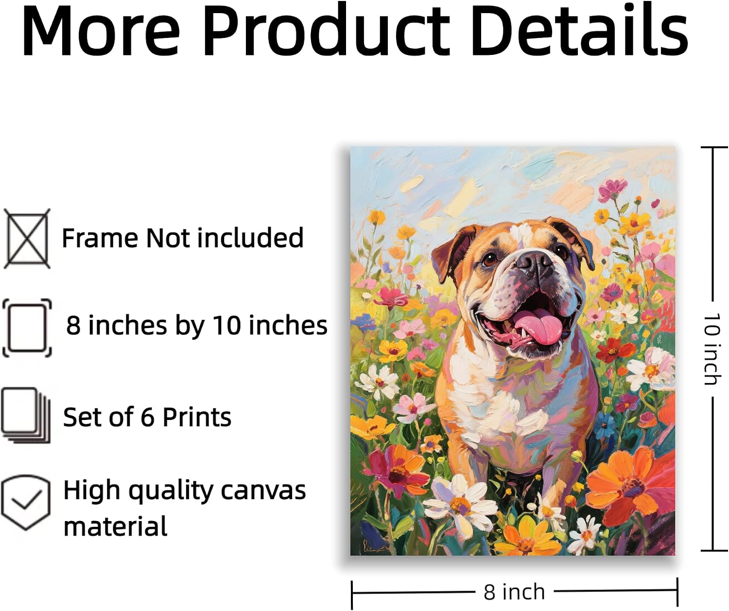 Frimeeme Dog Pictures Wall Decor - Dog on The Beach Canvas Wall Art 8x10, for Home Decor,Set of 6 (8”X10” ，No Frame