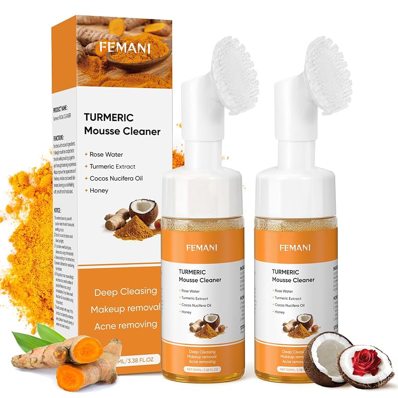 Conjunto com 2 limpadores faciais espumantes de cúrcuma femani