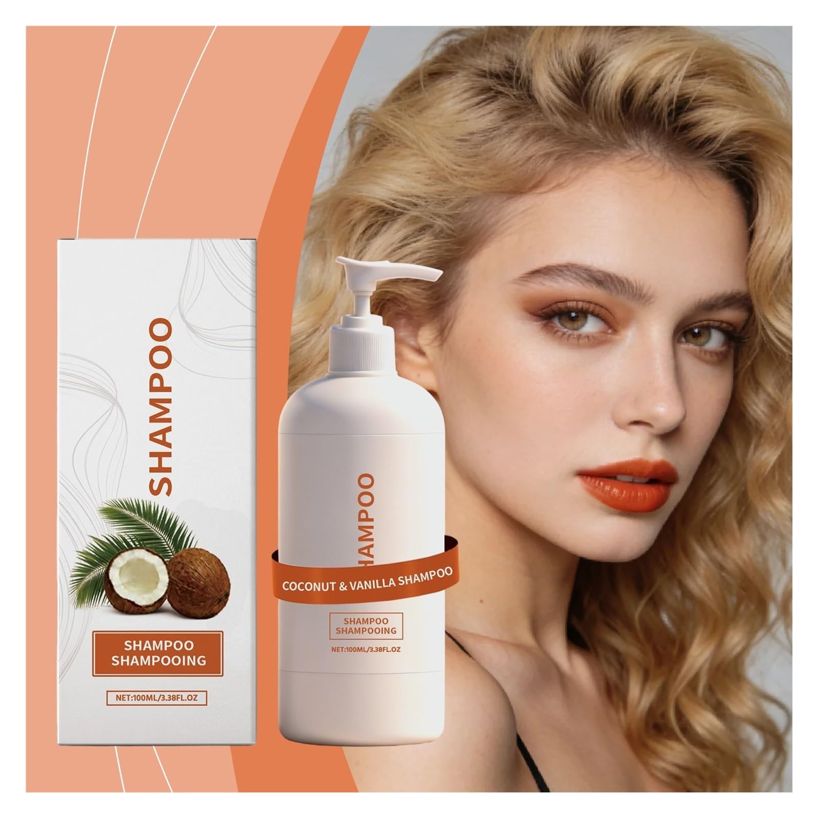 Champú de coco y vainilla | Apoya el cabello fuerte y ayuda a retener la humedad.(2pcs)