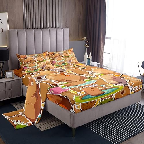 Miniatura 148 de jejeloiu Sea Turtle Sheet Set Ocean Creature Themed Sheets with Deep Pocket Fitted Sheet Sea Underwater World Bed Sheets Set Bed Reptile Tortoise