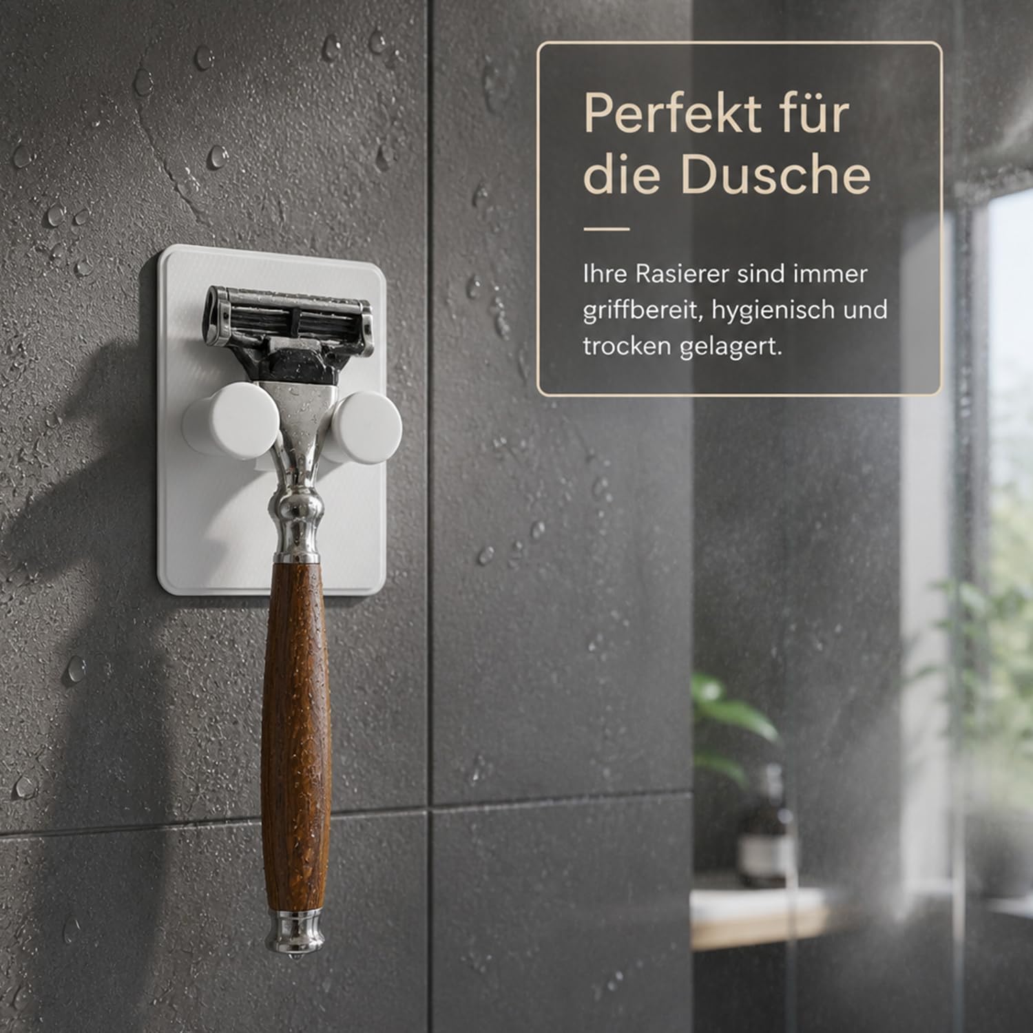 Rasierer halterung dusche, 5er Set, Selbstklebend, Ohne Bohren, Für Tür, Wand, Küche & Bad, Als Haken zur Aufbewahrung von Rasierern