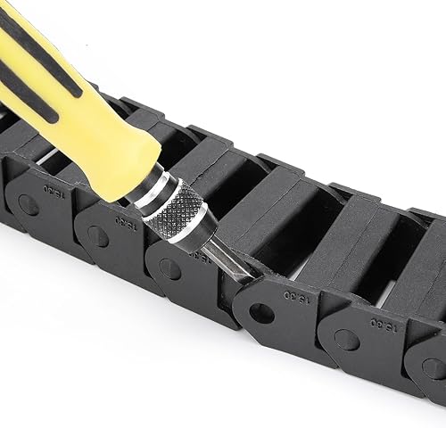 Miniatura 7 de uxcell R28 0.591 in x 1.181 in de plástico negro Cable portador de cable de arrastre de la cadena 1M de longitud para CNC