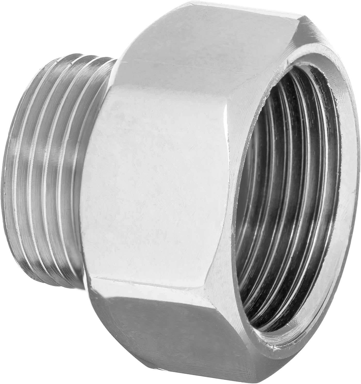 BFG Water Pipe Plumbing Fittings Reducing Adapter 1/2" BSP Female x 3/8" BSP Male, BSP Fittings, Chrome Plated Brass Plumbing Joints and Connections, 10 Bar, Max. Temp. 95°C, BSP Connector