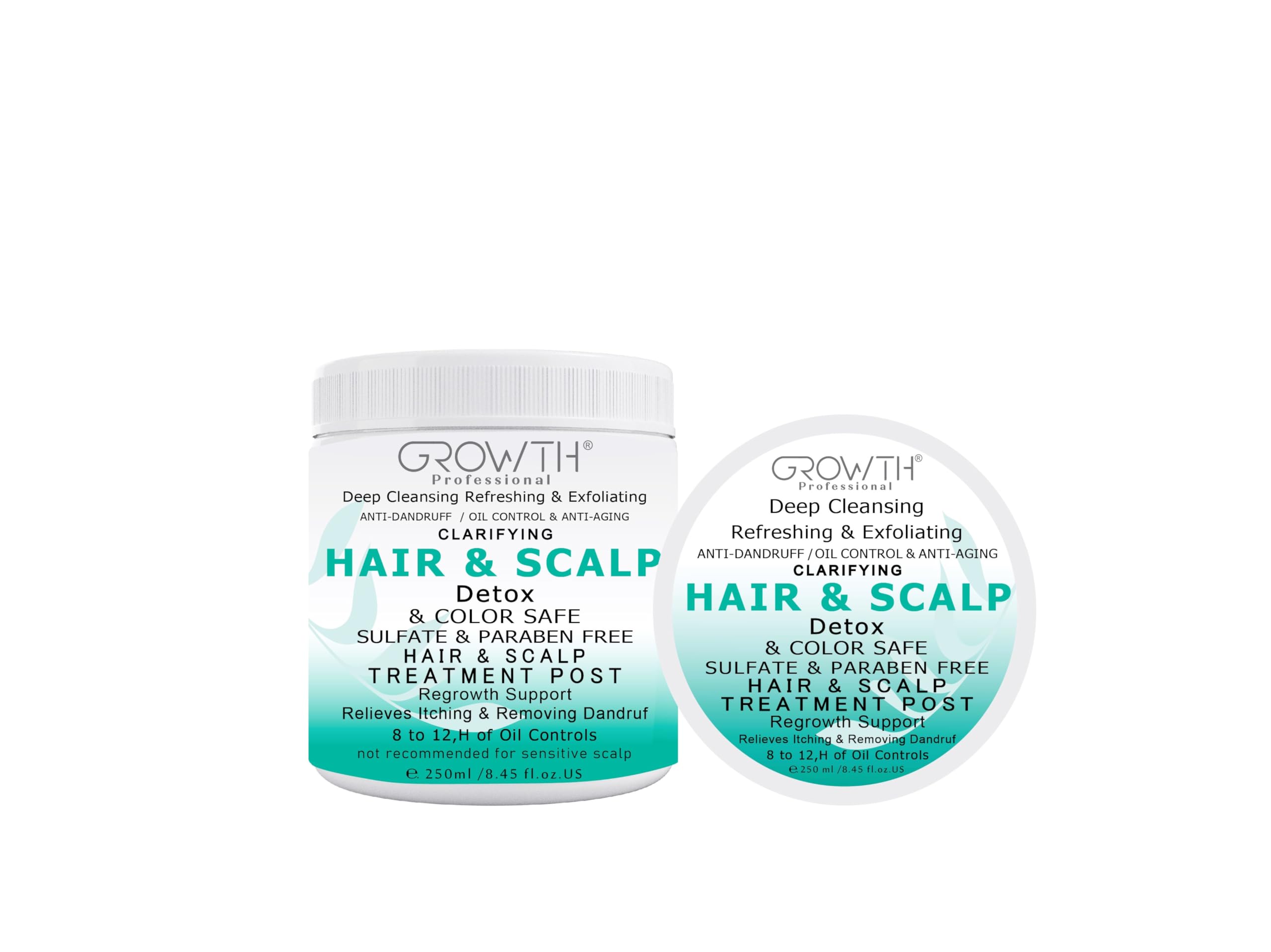 Growth Professional Detox Hair & Scalp Scrub, Anti-Dandruff/Oil Control/Anti-Aging/Anti-Flakes/Anti-Itching/Deep Cleansing/Regrowth Support Treatment, & Active Benefits Power For Women & Mane 250 ML
