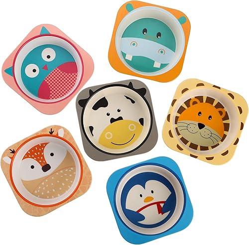 Miniatura 6 de ZEAYEA Paquete de 6 cuencos pequeños de 10 onzas, cuencos de dibujos animados duraderos para niños, sin BPA, lindo tazón de aperitivo, vajilla