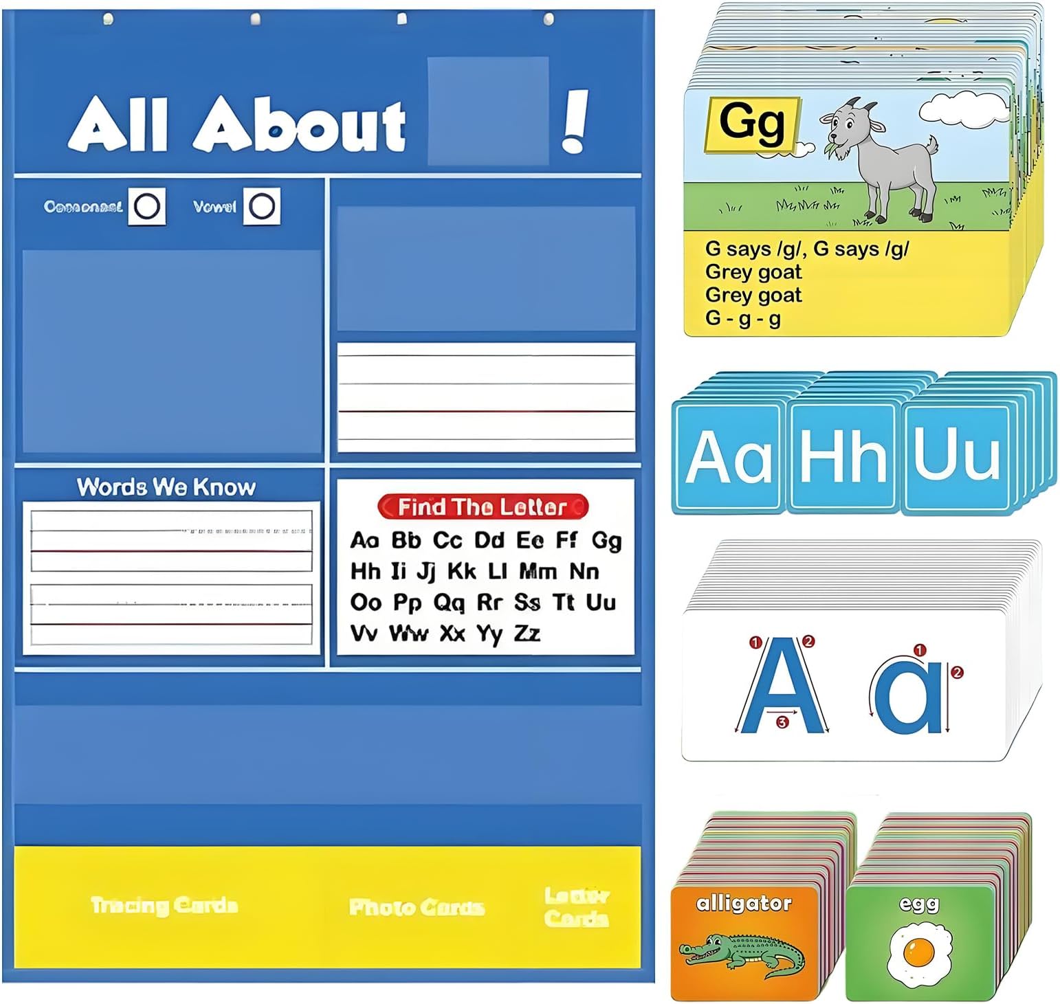Alphabet Learning Chart Letters Pocket Charts Alphabet Chart For Wall ...
