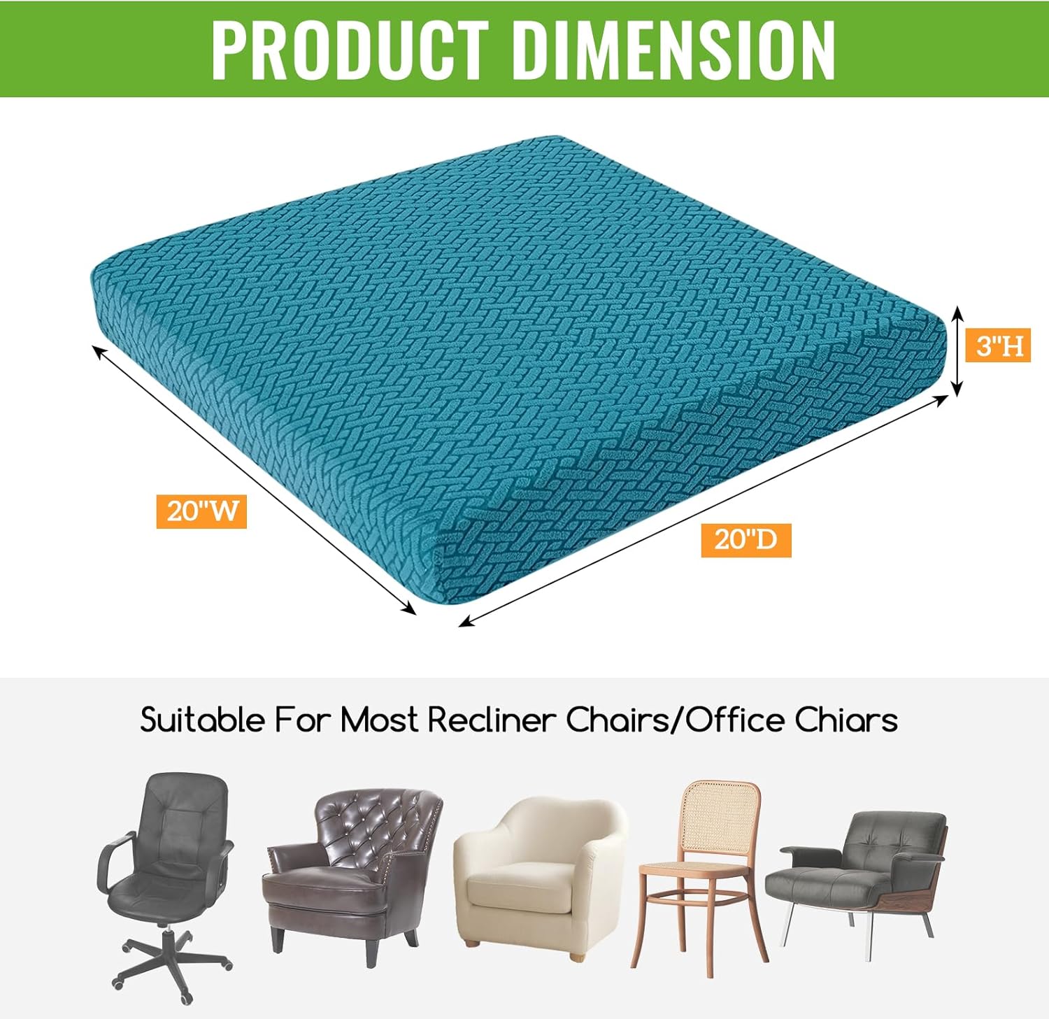 Recliner Cushions for Long Sitting Foam Seat Cushion Soft Tufted Layer for Elderly Seniors, Recliner Chair, Floor Pillow, Office Chair, Car, No Pressure on Thighs, 20X20X3 Inch - Knitted Blue