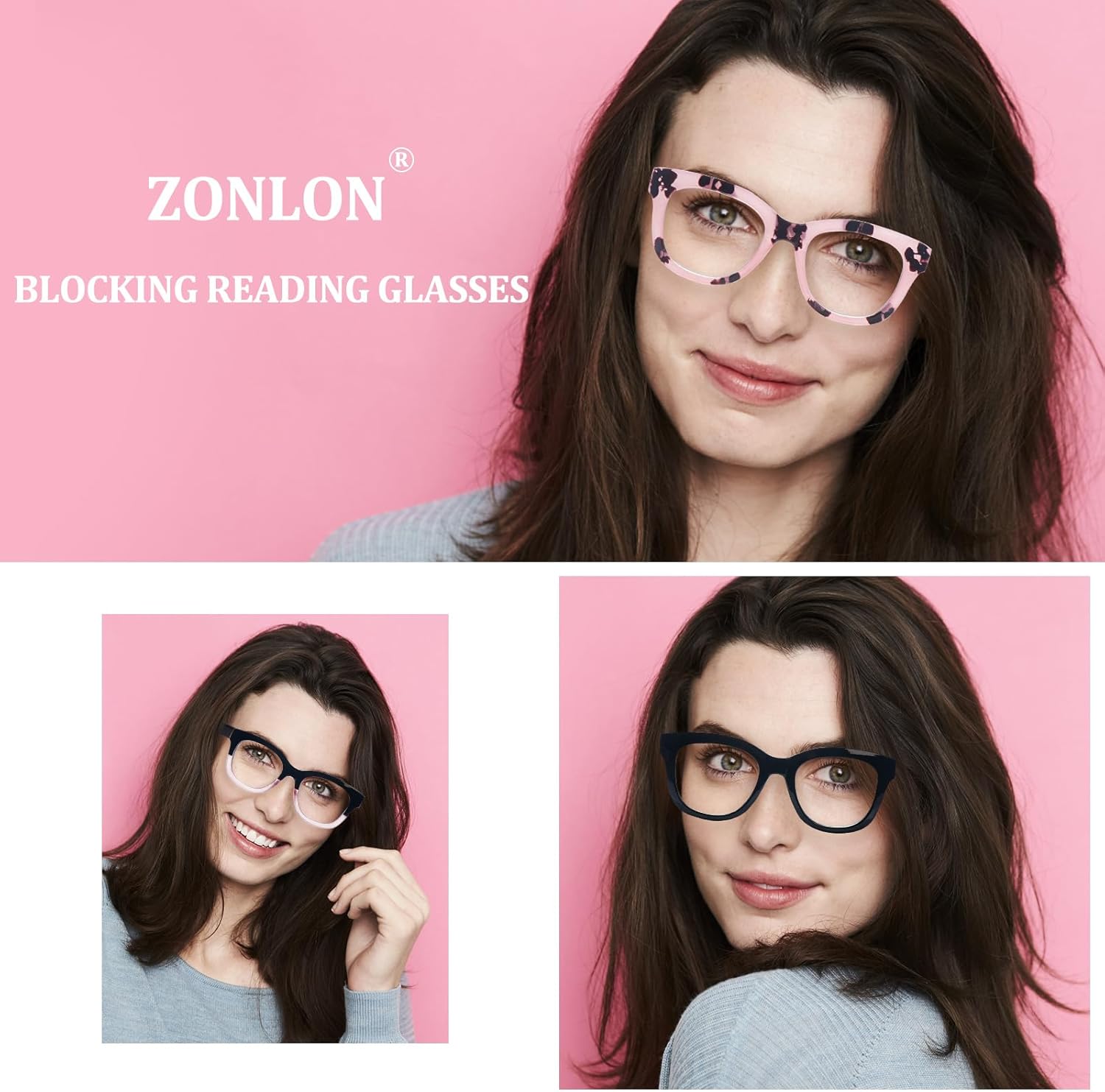 4 Pack Progressive Multifocus Reading Glasses for Women Spring Hinge Blue Light Blocking Computer Readers