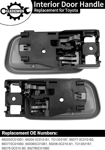 Miniatura 3 de Manijas de puerta interiores con bisel (par), compatibles con Toyota Tundra 2000, 2001, 2002, 2003, 2004, 2005, 2006, gris, conductor delantero