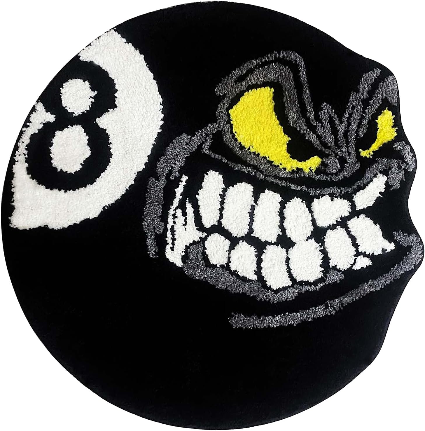 8 Ball Rug,23.6-Inch Black 8 Ball Carpet,Washable Durable Round Cool Rugs for Bedroom Men, Floor Decor for Living Room, Bedroom and Game Room
