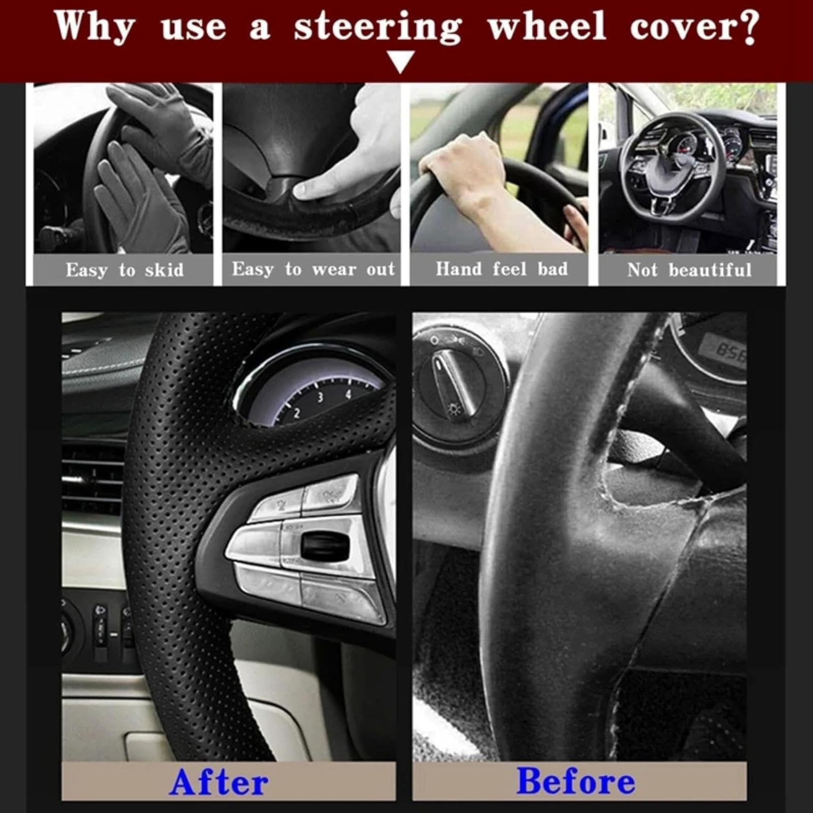 Générique Housse de Volant pour BMW 1 2 3 séries F20 F21 F22 F30 F34 F36 Couverture De Volant De Voiture DIY Housse de Volant Housse