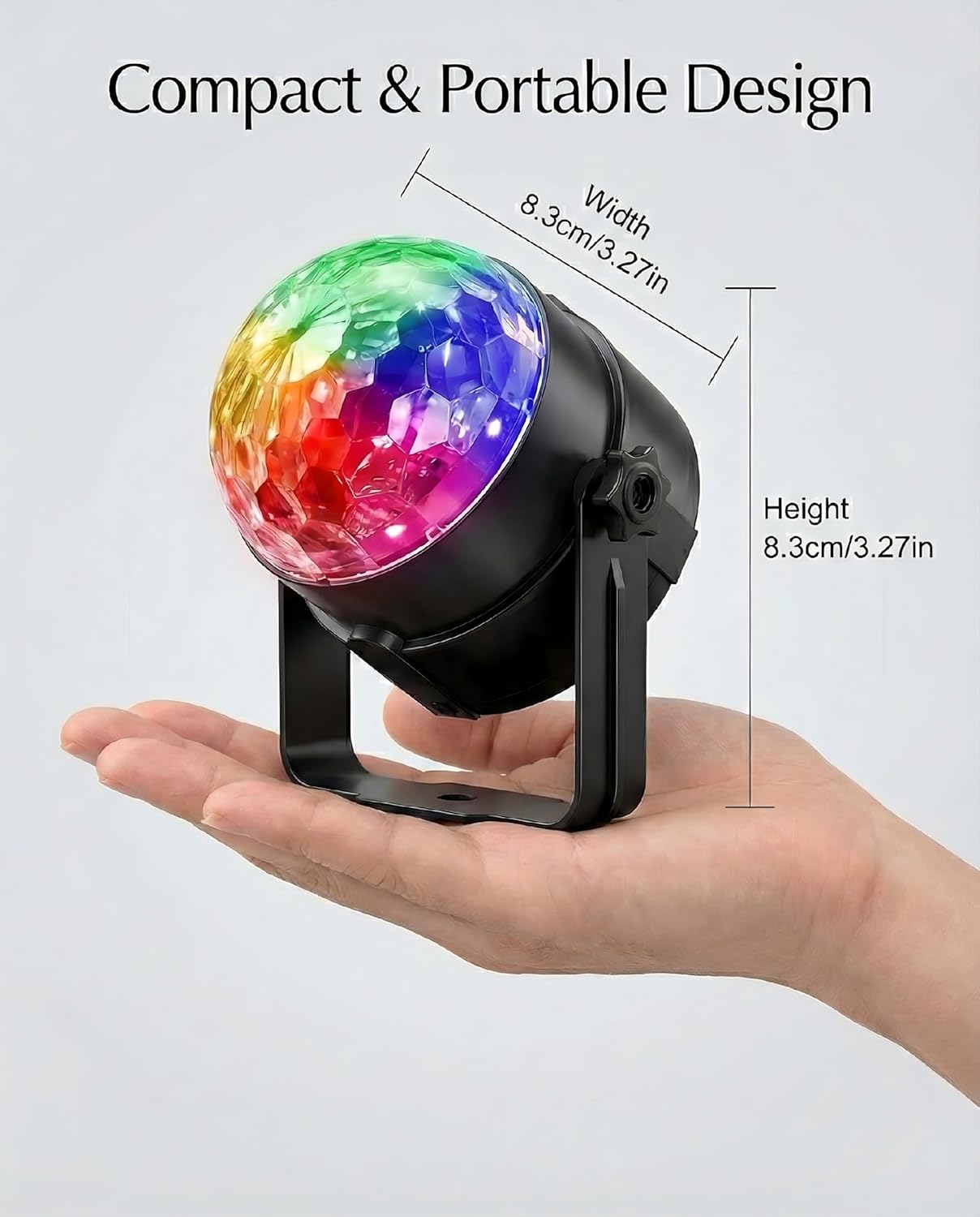 2 Pack Disco Ball Party Lights, Sound Activated DJ Lights with Remote Control, 7 Colors RGB Strobe Light Projector for Kids Birthday, Wedding, Karaoke, Bar, Home Gym & Room Decor