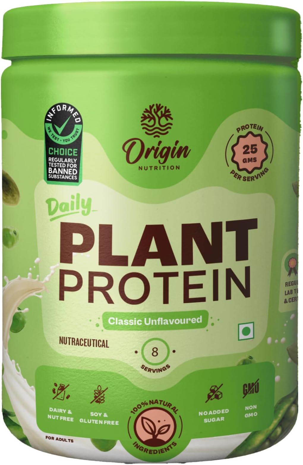 100% Natural Plant Based Protein Powder, Ranked Best Vegan Protein by Independent Scientific Research, Easy to Digest, Unflavoured with 25g per serve Plant Based Protein, No Added Sugar, 260g