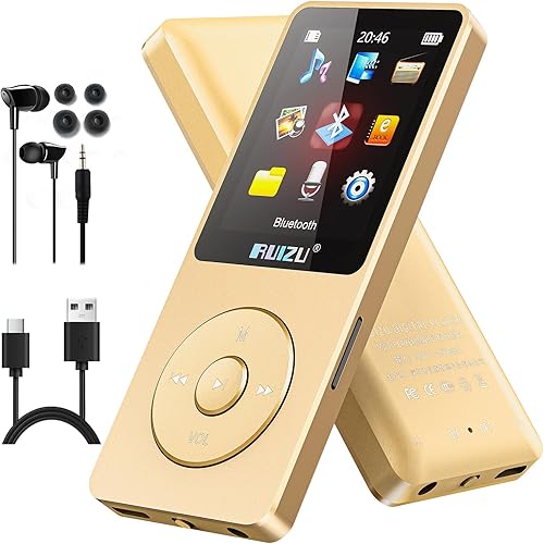 RUIZU Reproductor MP3 de 64 GB con Bluetooth 5.3, reproductor de música portátil para correr deportes, radio FM, grabadora de voz, ecualizador,