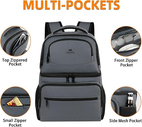 Miniatura 5 de MATEIN Mochila enfriadora, 26 latas, mochila térmica de almuerzo para hombres y mujeres, a prueba de fugas, de doble capa, mochila de almuerzo