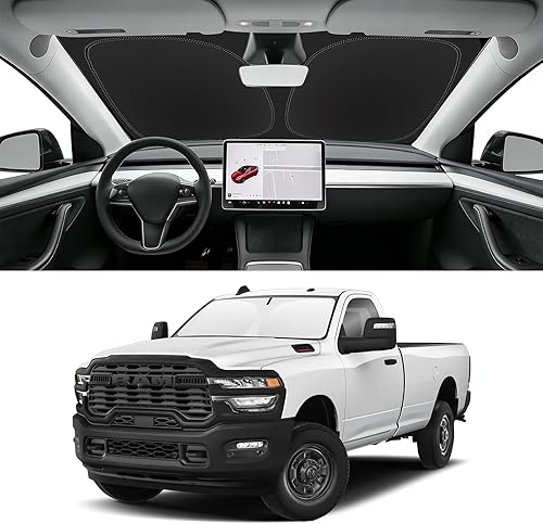 Miniatura 173 de Parasol de parabrisas de ajuste personalizado para Nissan Titan 2017-2024, bloquea los rayos UV y el calor, parasol de ventana delantera, fácil