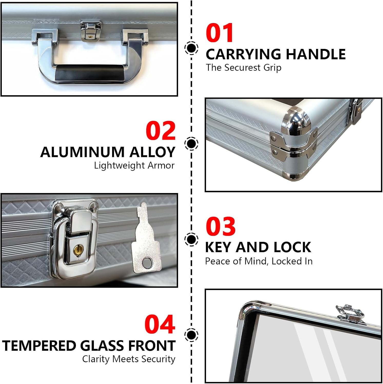 34"x22" Card Show Display Case Aluminum, Trading Card Display Case with Handle, Lockable Portable Trade Show for Baseball Sports Jewelry MTG Cards Collectible Cards (Silver)