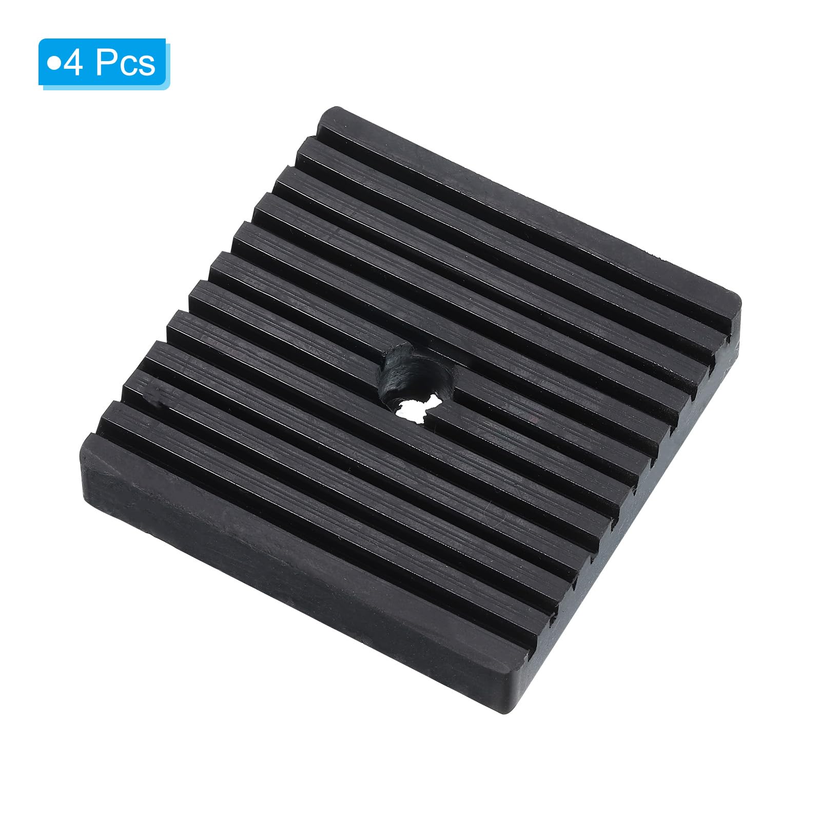 PATIKIL Tappetini antivibranti in gomma, 4 pezzi, con foro 4" x 4" x 0.8" per HVAC, condizionatori d'aria, compressori d'aria, lavatrici, asciugatrici, nero