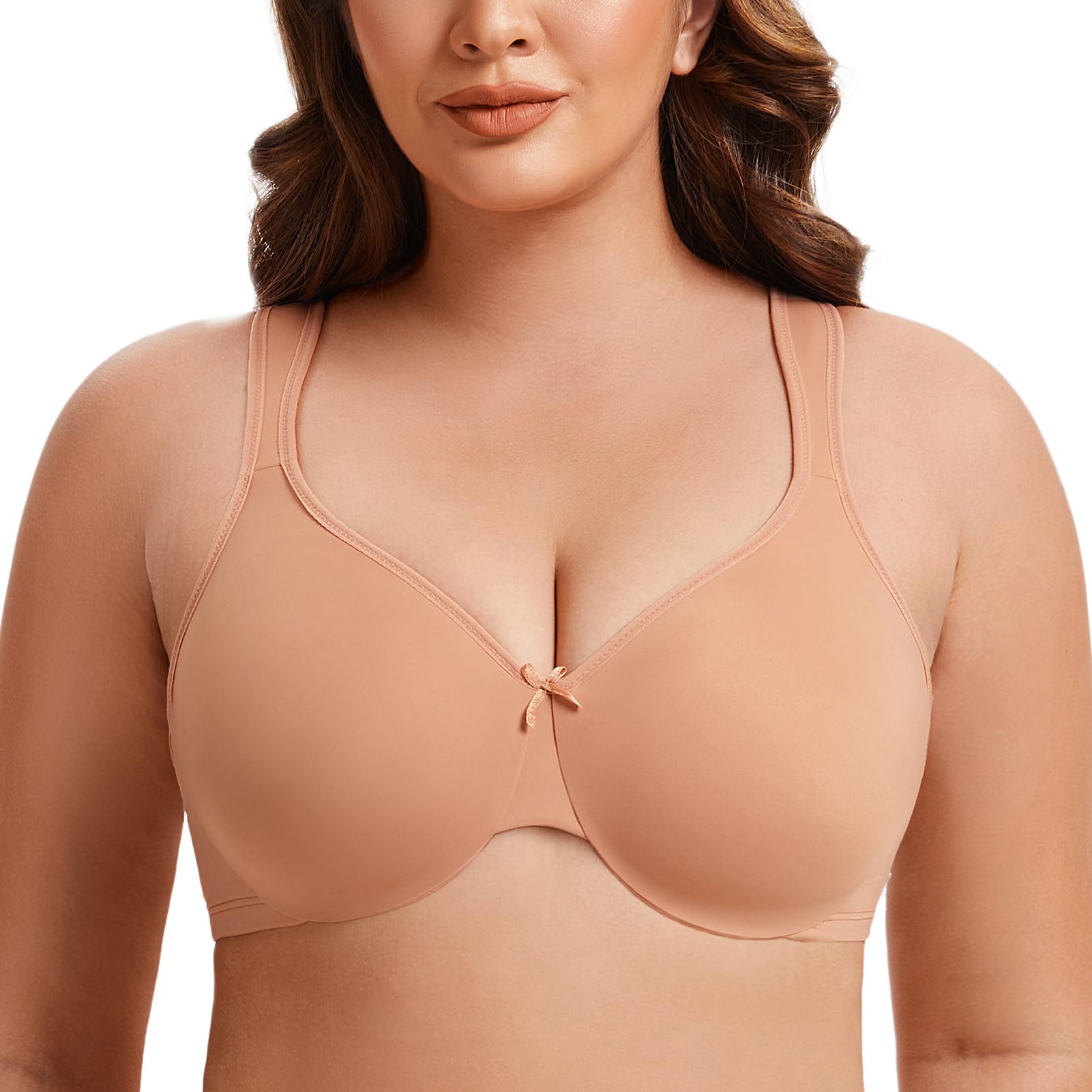 Meleneca Women's Cappuccino Plus Size Full Coverage Underwire Seamless Non Padded Minimizer Bra 44F
