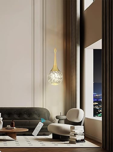 Miniatura 8 de Flashing God Iluminación colgante de cristal con forma de lágrima de oro, 1 luz colgante integrada con burbuja de cristal para accesorios de globo