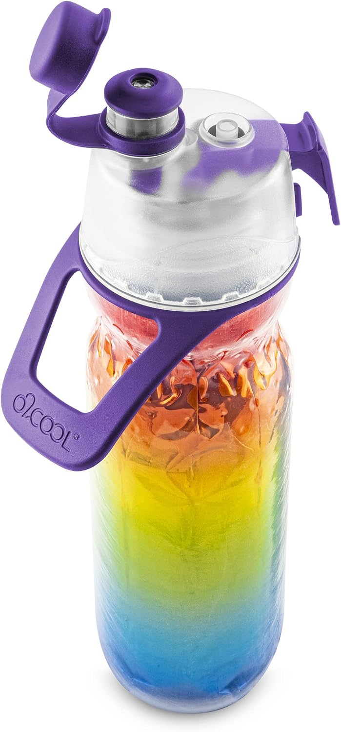 O2COOL Mist N Sip 20 oz Misting Reusable Sports Water Bottle Pride