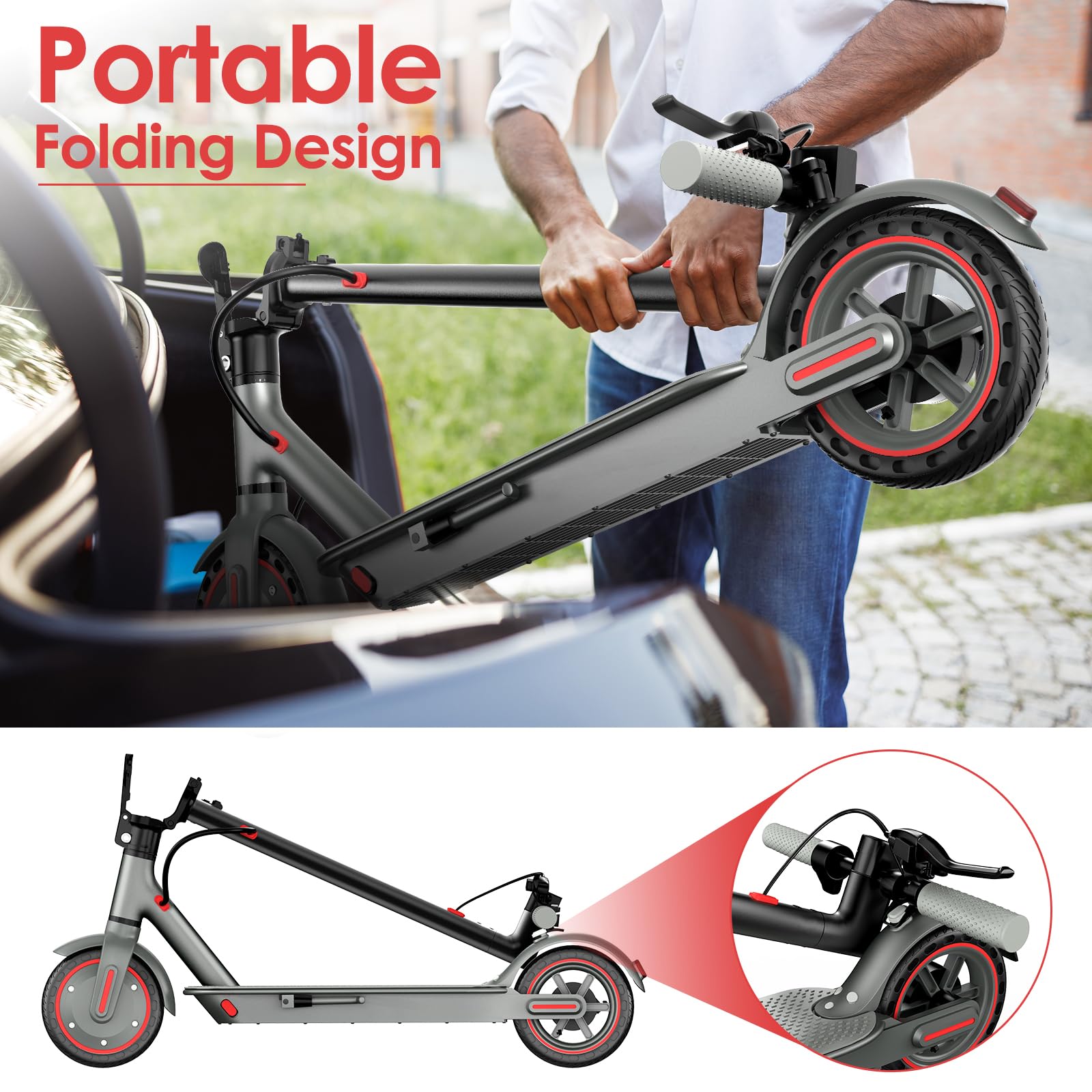 Patinete Eléctrico 350W/500W 25 km/h 35-48 km Autonomía 8.5"-10" Neumáticos Adultos Dual Frenado App