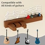 CoolGift Mart Glowing Support mural pour guitare, conception de notes musicales, porte-pick avec rainure chaude - USB Powered, Premium Wood et Acrylique, pour Basse électrique acoustique Ukulele Violin, Cadeau pour les amateurs de musique & Joueurs de guitare