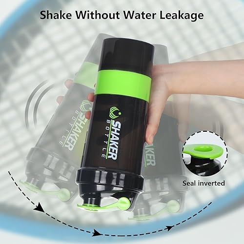Miniatura 4 de XTK Shaker Bottle - Botellas mezcladoras de proteínas de 16 onzas con bola mixta, botella de agua deportiva portátil a prueba de fugas, taza de