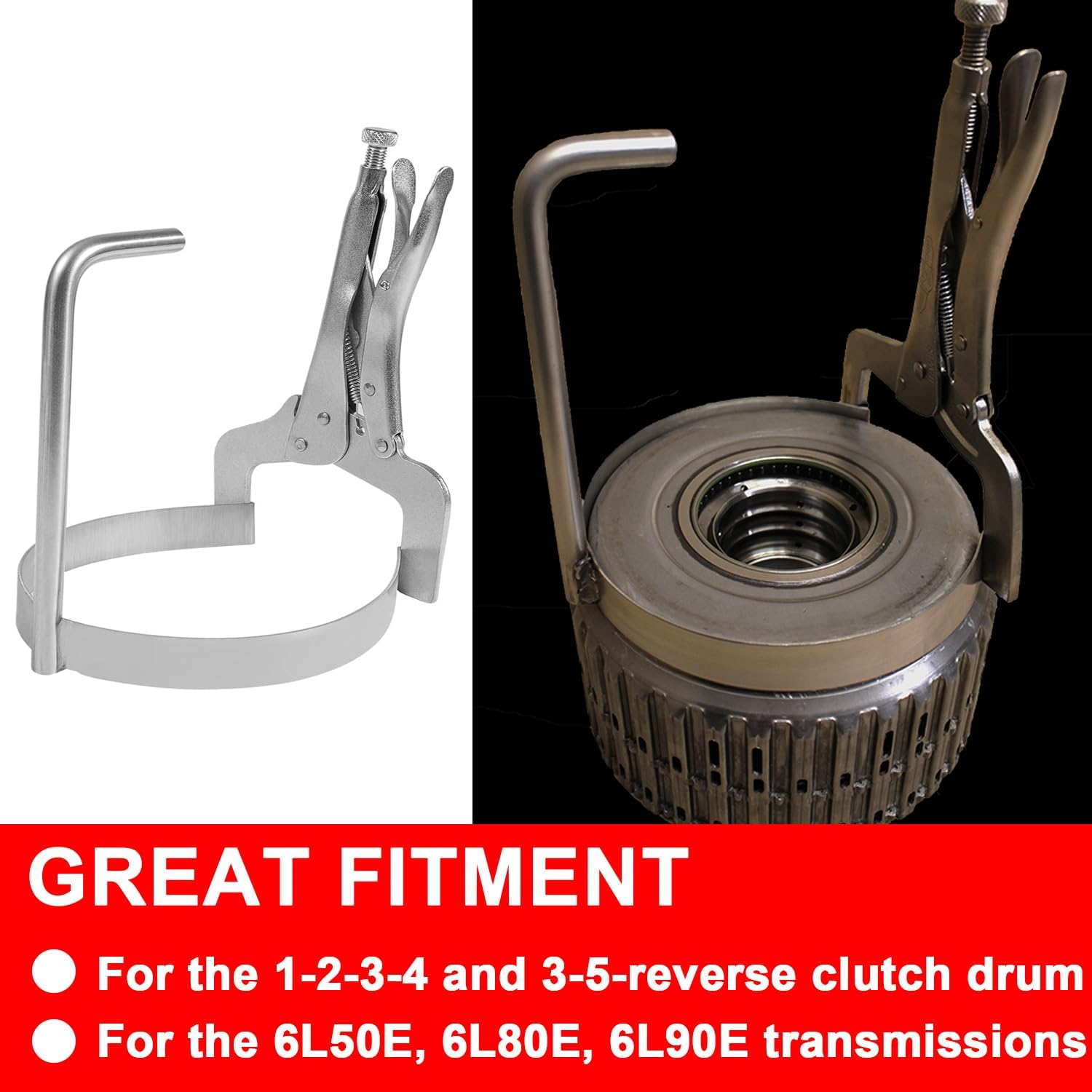 mooncar 1-2-3-4 & 3-5-Reverse Drum Removal and Installation Tool Replace for T-47781AC Heavy Duty Transmission Drum Clamp Suitable for 6L50E, 6L80E, 6L90E Transmissions