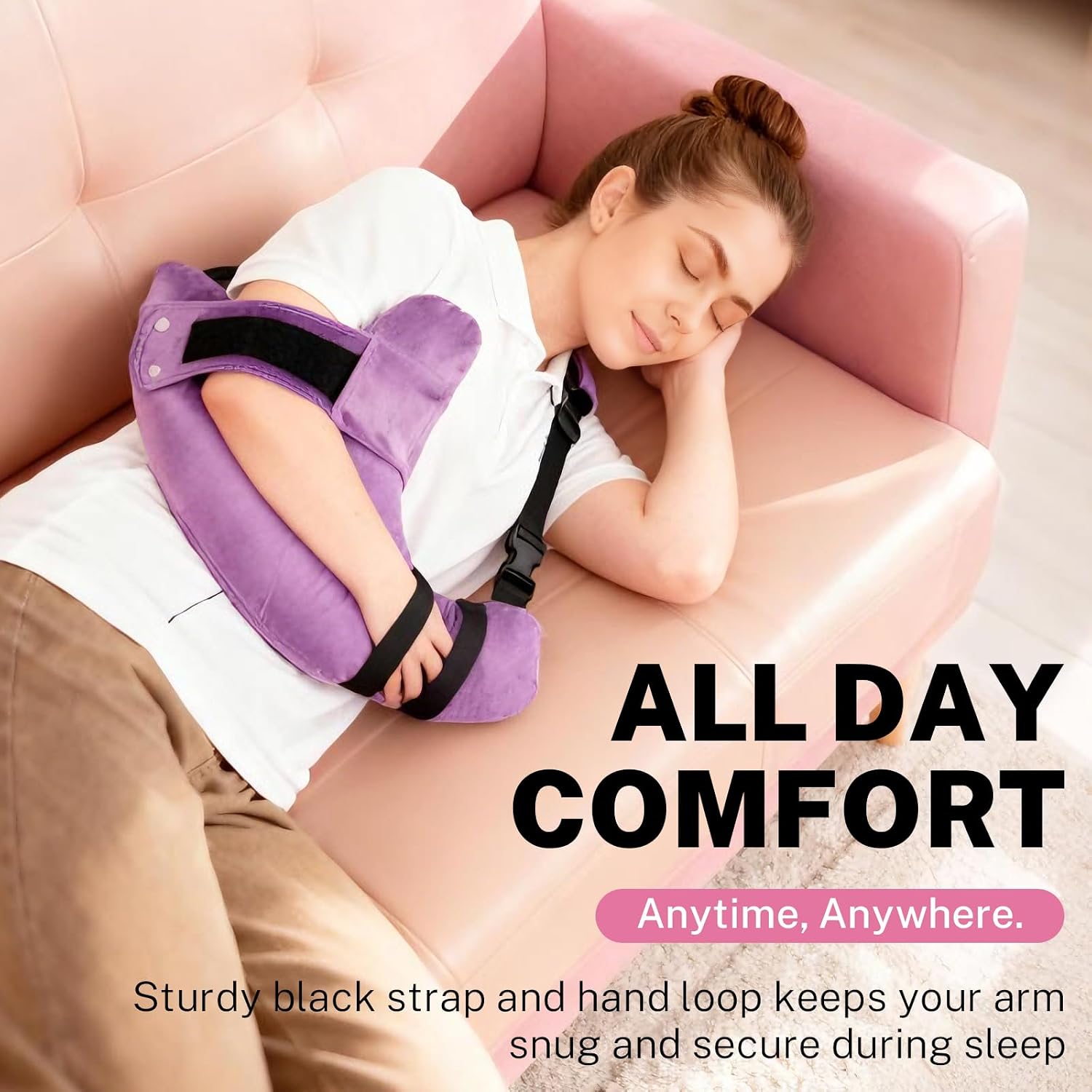 Shoulder Relief Pillow for Side Sleepers, Rotator Cuff Surgery Recovery Supplies with Arm Hole, Ergonomic Shoulder Sleeper Pillow for Post Surgery, Frozen Shoulder Support & Arm Pain Relief Purple