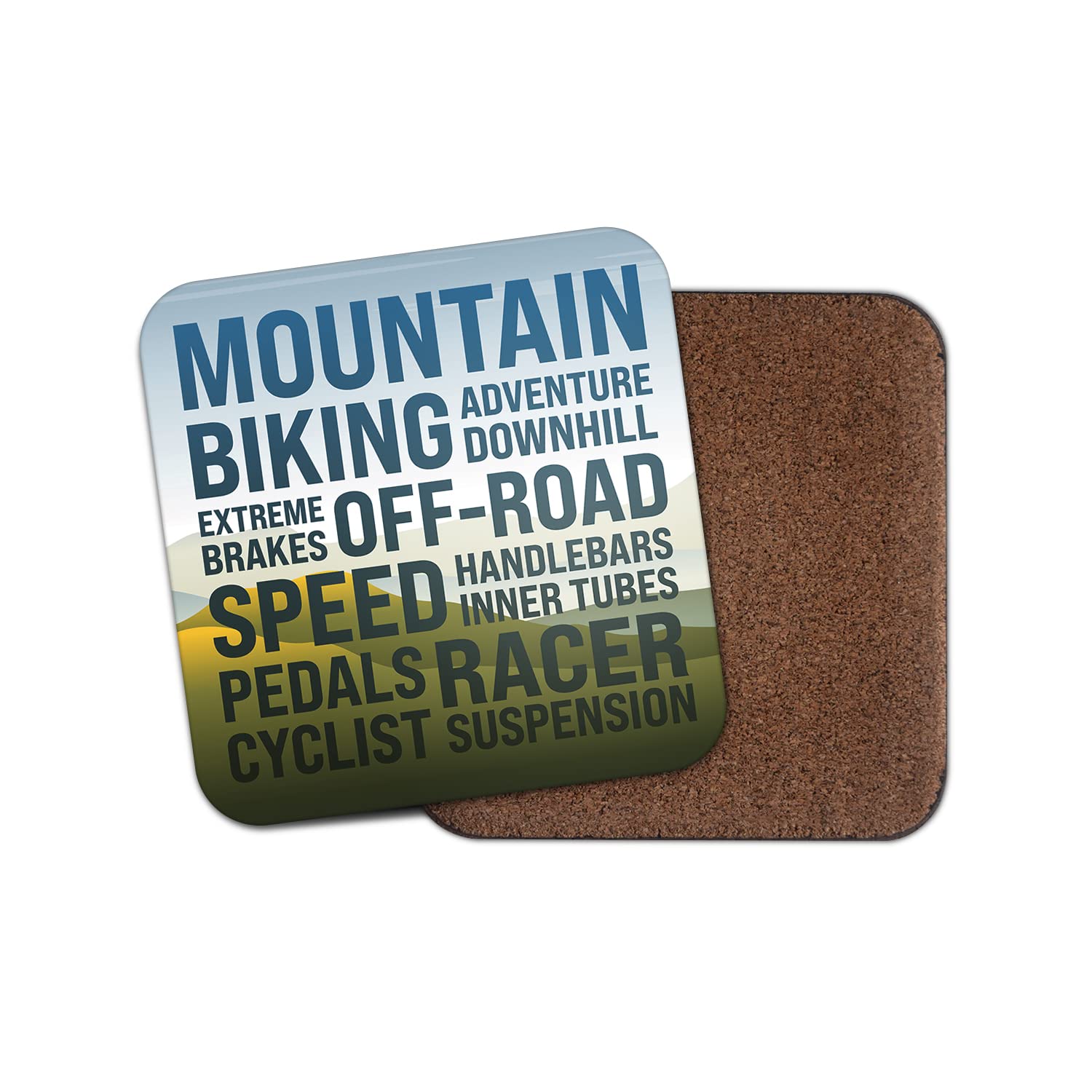 Dv Design Boys Multicolor Square Single Coaster - Mountain Cycling Bike Riding Off-Road Words Thoughts Men Mancave Gift #77288
