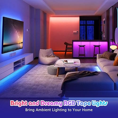 Miniatura 4 de Tira de luz LED RGB, cinta de luz de 18 pies con control remoto, luces LED enlazables para dormitorio, cocina, sala de estar, sala de estar, fiesta