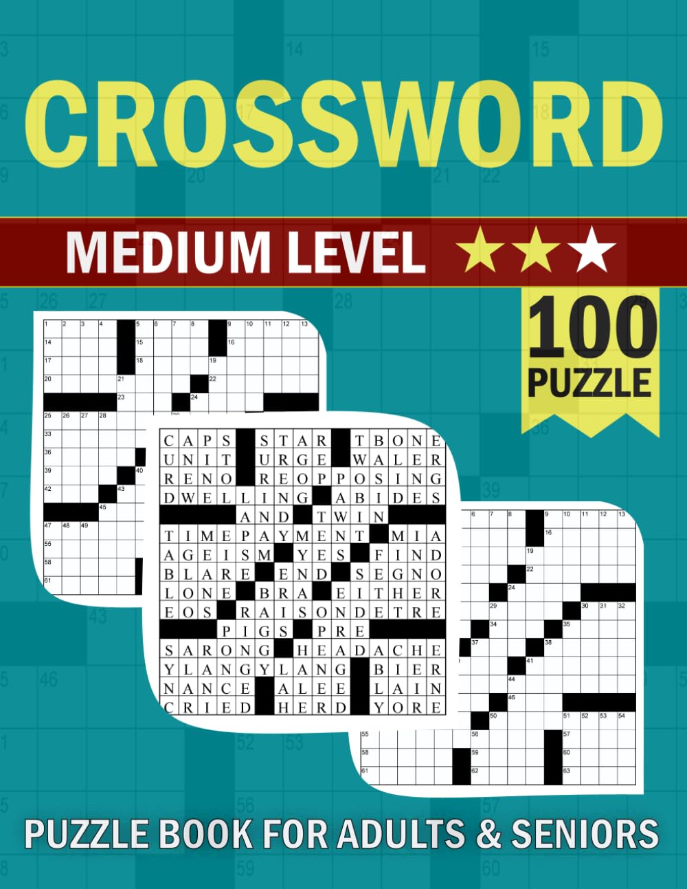 Medium Crossword Puzzle Book for Adults and Seniors: Play enjoyable puzzles to help you relax and concentrate (ideal gift for puzzle enthusiasts).