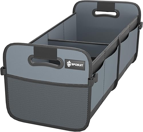 Miniatura 9 de Sposuit Organizador de maletero extragrande de 98 litros, plegable, con divisores extraíbles y correas de seguridad ajustables para automóvil, SUV,