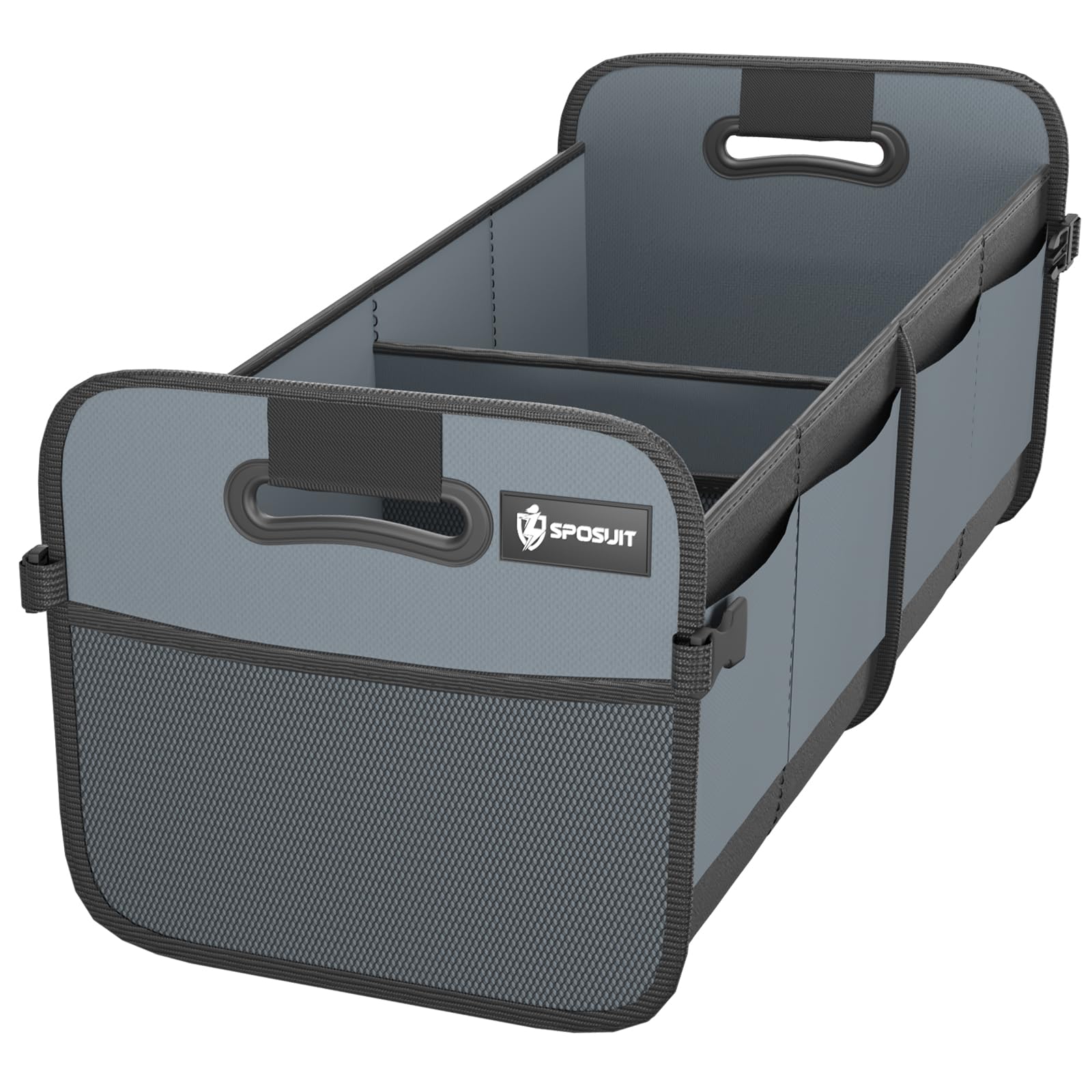 Sposuit Organizador de maletero para coche, plegable, 70 L, con 11 bolsillos y asas reforzadas, organizadores de maletero para SUV para carga de comestibles (gris)