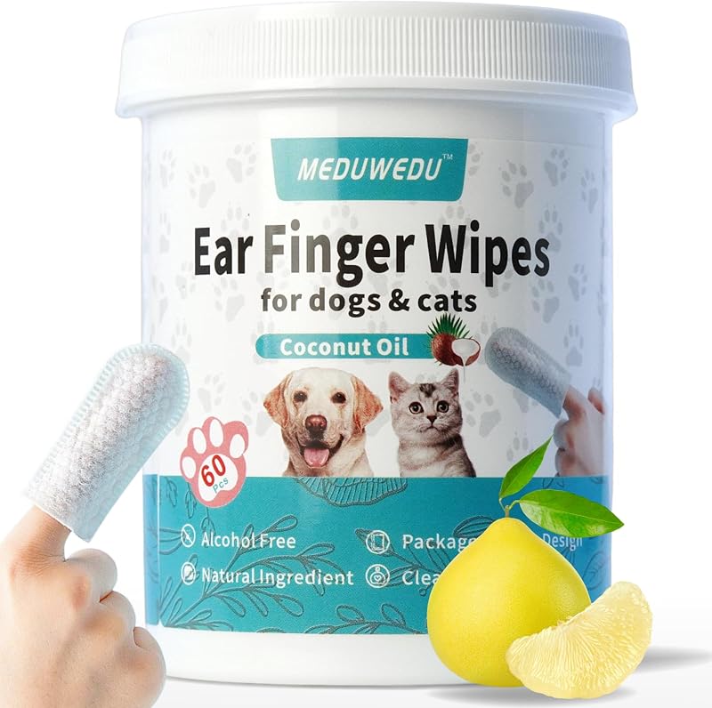 Lenços para Limpeza Auricular de Cães e Gatos MEDUWEDU com Aroma de Toranja, 60 unidades