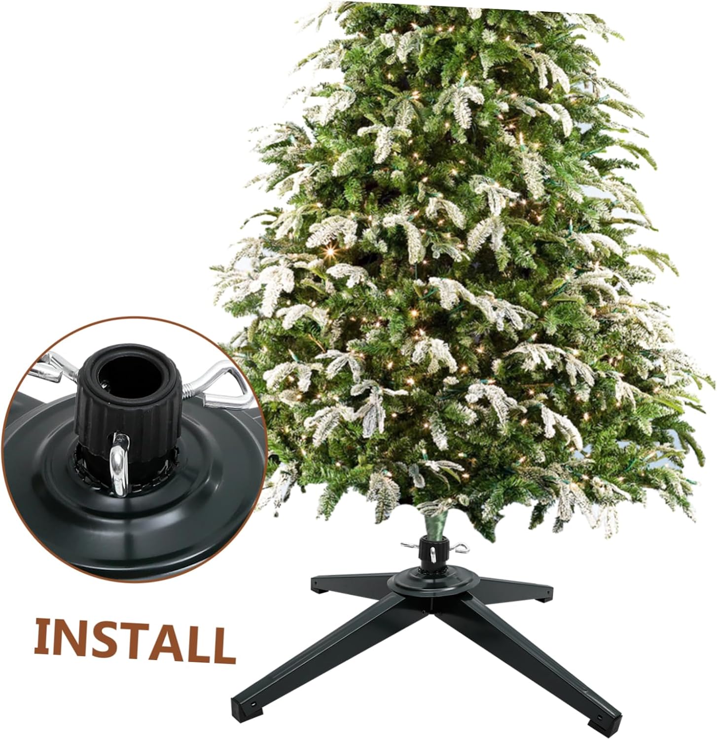 Cabilock Christmas Tree Stand Iron Metal Bracket with Screw Plate for Artificial Xmas Trees Base for Home Holiday Decoration