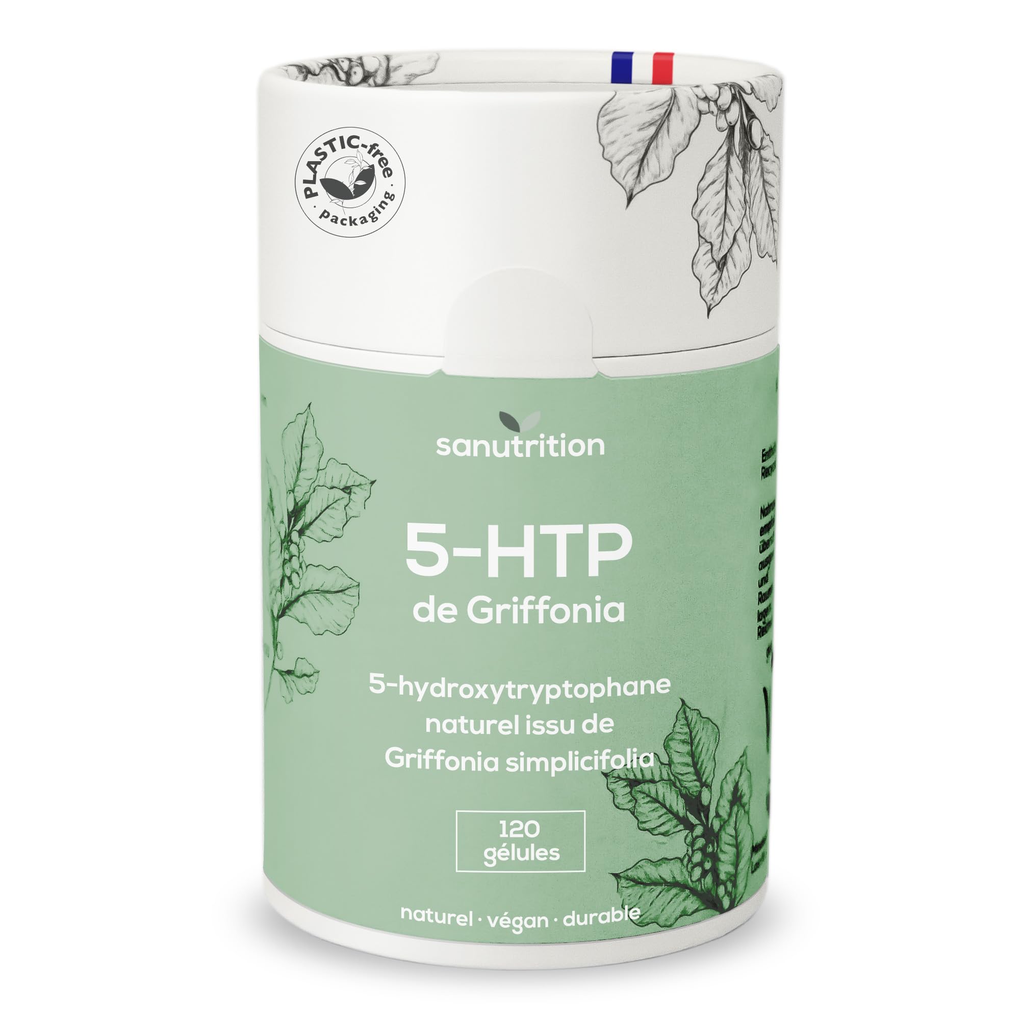 5-HTP 50 | 120 gélules végétaliennes | booster l'humeur | à partir d'extrait de Griffonia (20 % 5-hydroxytryptophane) | Formation de sérotonine | Avec magnésium et vitamine B6 | Boîte en papier