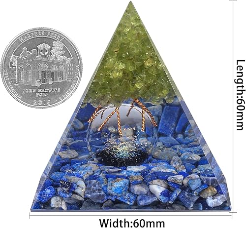 Miniatura 2 de Rockcloud Árbol de la vida pirámide de orgón piedra de cristal con esfera de vidrio para decoración de oficina en casa, generador de energía para