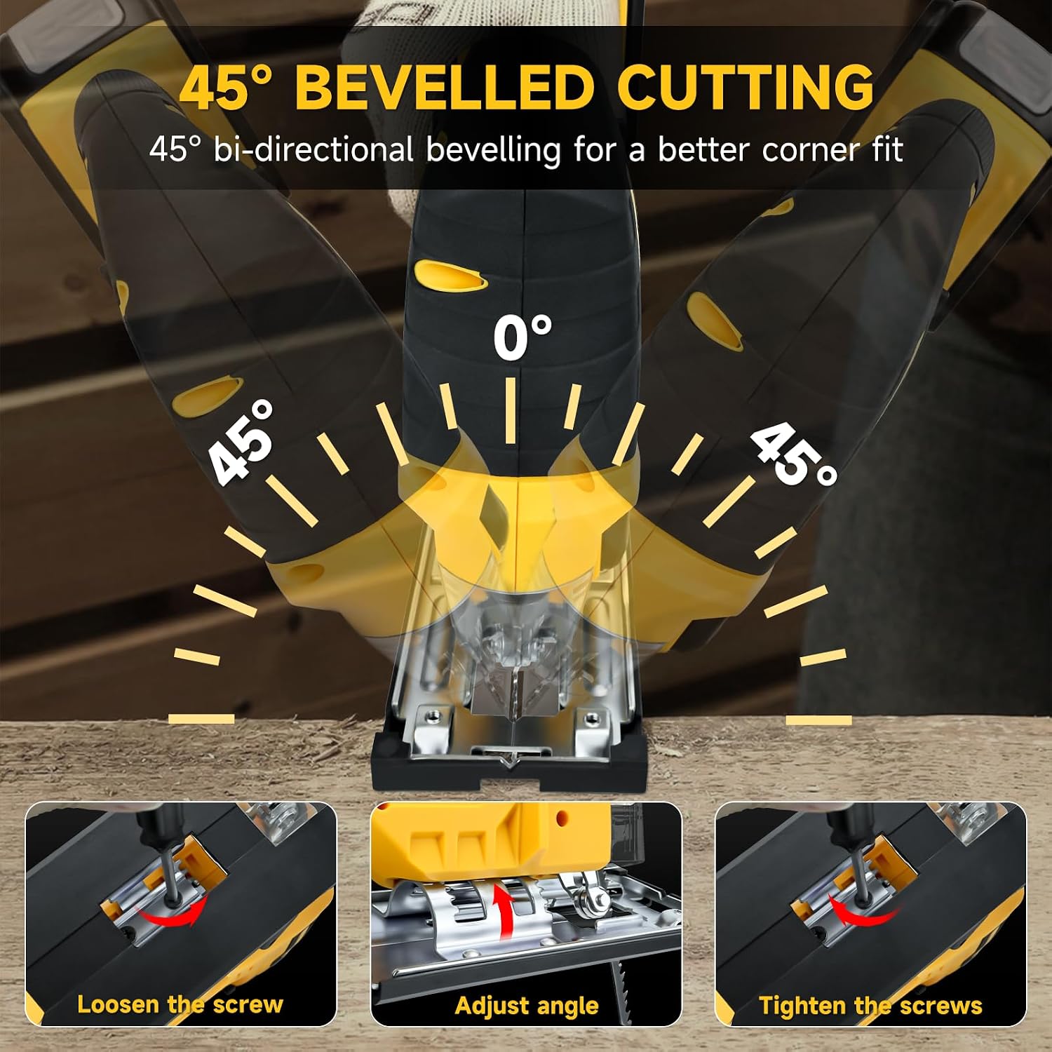 Cordless Jig Saw for DeWalt 20V Battery, Brushless Jigsaw Tool, 0°-45° Bevel Cuts, 3-Position Orbital for Wood/Metal/PVC Cutting (NO Battery)