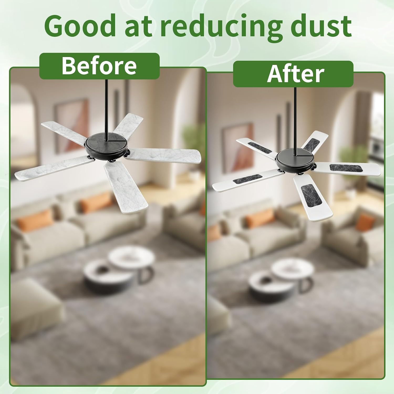 20Pcs Ceiling Fan Air Purifier Pad for Blade Adhesive Fan Filter | Coconut Shell Carbon Fan Air Purifier Pad, Universal Fan Filter Easy to Install for Catching Dust Smoke Improve Air Quality