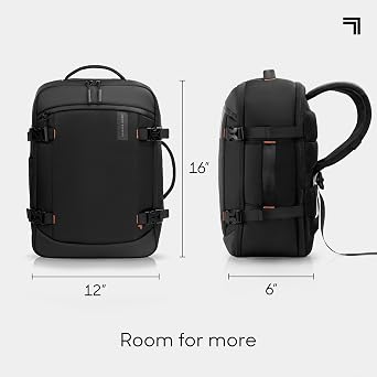 Sharper Image Travel Backpack for Men & Women 23L TSA Flight Ready Weekender Bag for Carry On Luggage, Fits 17 Laptop, Water Resistant Casual Daypack for Traveling, Black (Venture Collection)