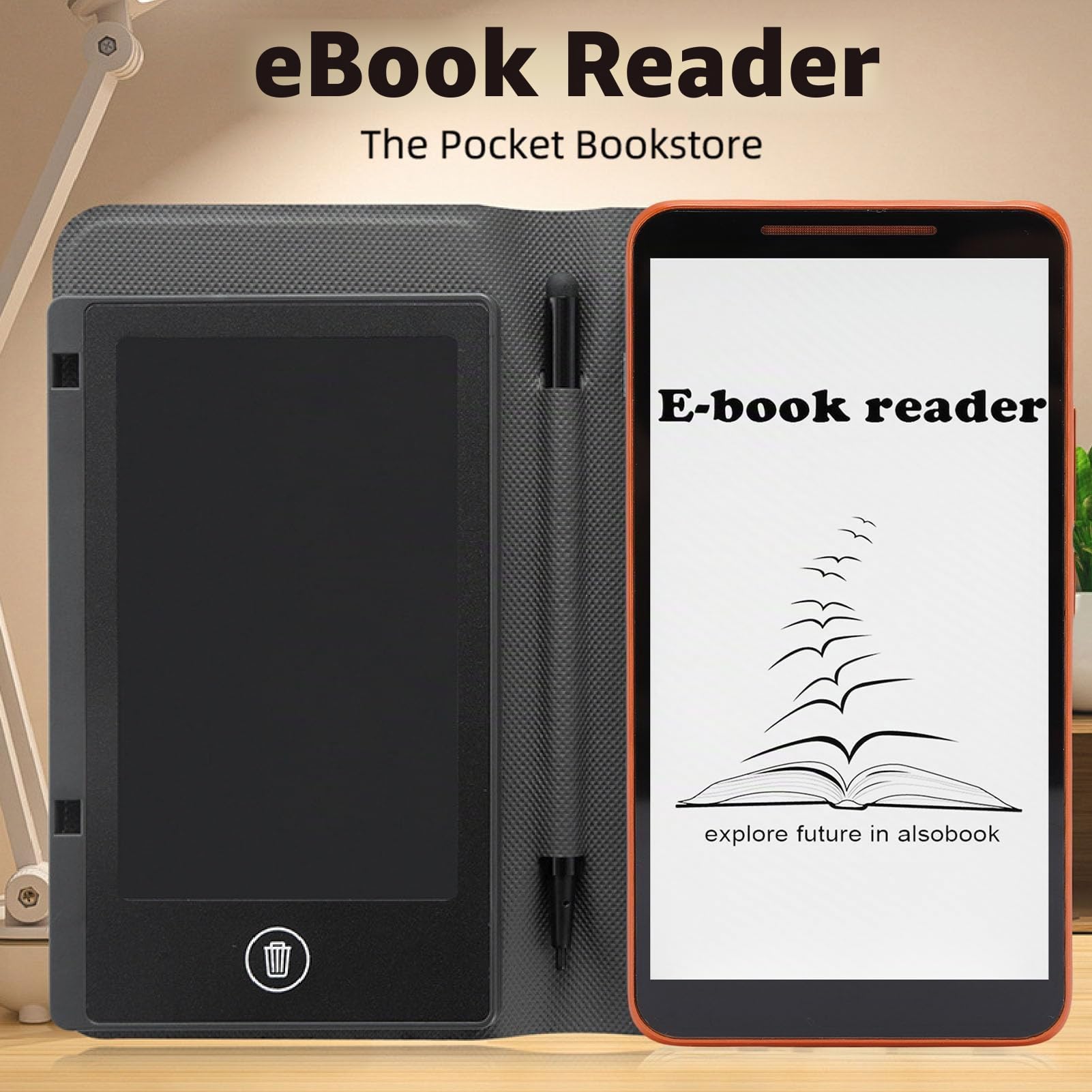E-book Reader, Lettore di Epaper a Epaper a Inchiostro da 5,7 Pollici per gli Occhi, Lettore di Libri Elettronici Portatile con Auricolare, Stilo E Custodia Protettiva