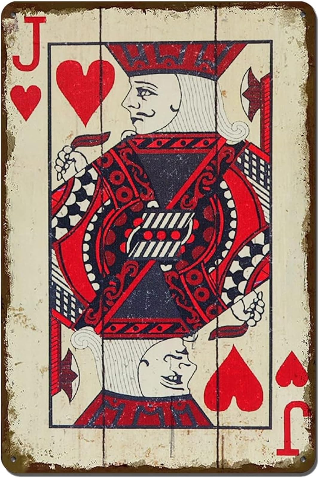 GYQYJPFZM Vintage Poker Heart Jack Metal Tin Sign Rustic Wall-Art for Man Cave Bar Garage Home Pub Cafe 8 X 12 in