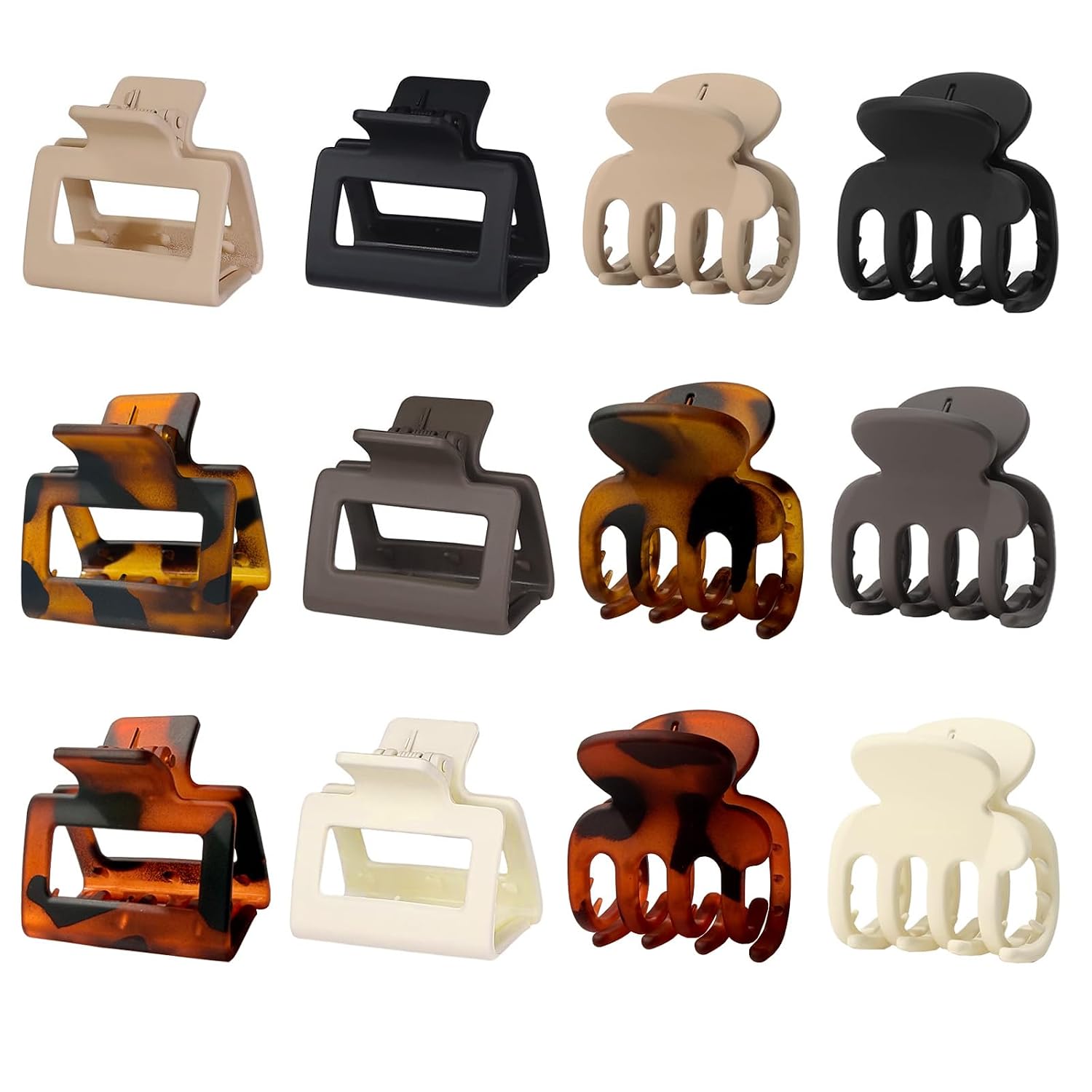 12 Pcs Small Hair Claw Clips for Women,2 Styles Thin Hair | Strong Hold Non-slip Matte Accessories
