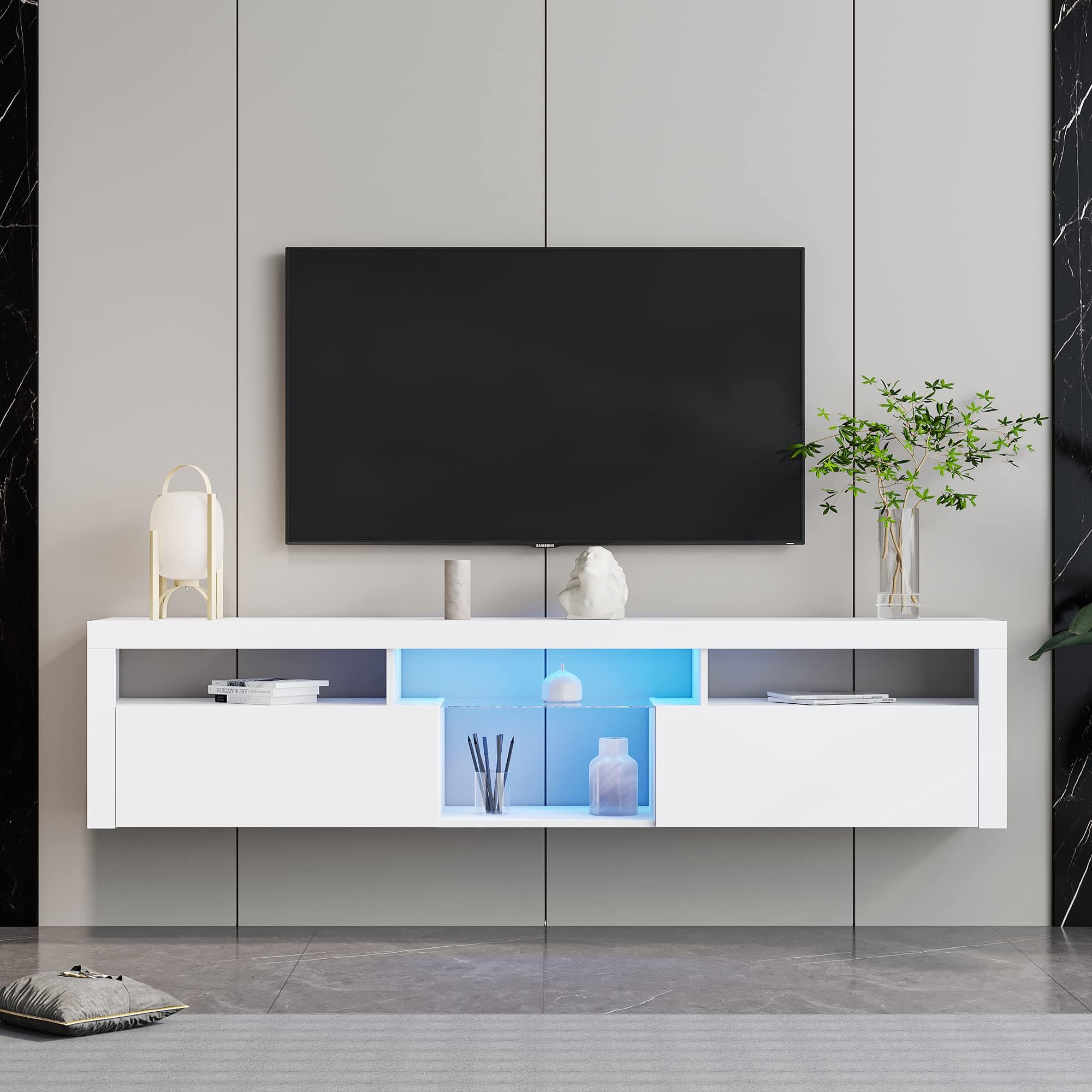 LED TV Stand for 85 Inch TV, LED Entertainment Center with