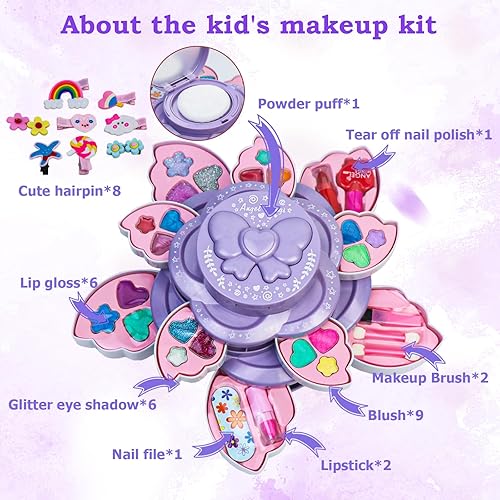 Miniatura 2 de Kit de maquillaje para niñas, juego de maquillaje lavable para niñas, juego de simulación, maquillaje de princesa, regalos de cumpleaños, juguetes